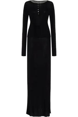 BRANDON MAXWELL The Tilda Silk-Cashmere Jersey Henley Dress, , S