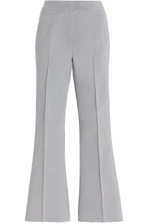 High Exclusive Kick Metallic Cotton Knit Cropped Flared Pants, , XS