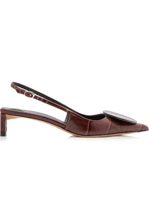 Jacquemus Duelo Embellished Croc-Effect Leather Slingback Pumps, , IT 36