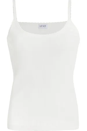 Leset Pointelle-Knit Cotton Tank Top, , XS