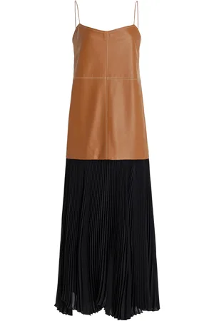 ALEXIS Piatta Vegan Leather-Georgette Midi Dress, , S