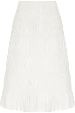 More Noir Venetia Ruched Cotton-Silk Voile Midi Skirt, , S