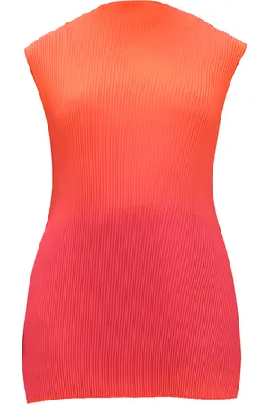 Andrea Iyamah Atti Plissé Satin Sleeveless Top, , XS