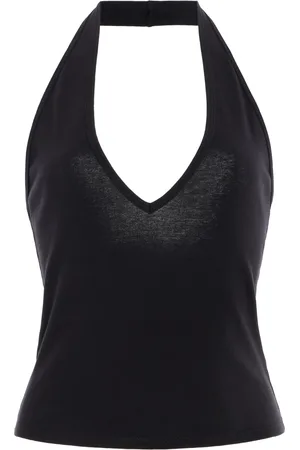 NILI LOTAN Britt Cropped Cotton Halter Tank Top, , L