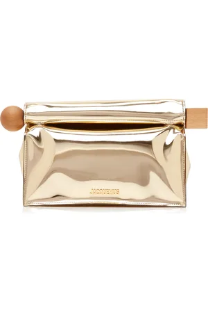Jacquemus La Rond Carre Metallic Faux Patent Leather Pouch, , OS