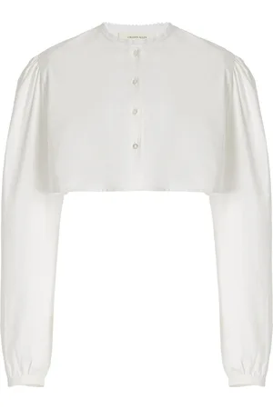 Colleen Allen Cotton-Poplin Cropped Top, , S