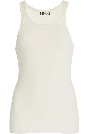 ÉTERNE High-Neck Fitted Jersey Tank Top, , L