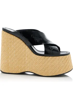 PARIS TEXAS Mara Croc-Effect Leather Platform Sandals, , IT 37