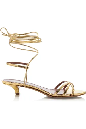 PARIS TEXAS Linda Lace-Up Python-Effect Leather Sandals, , IT 37