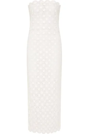 St Agni Crocheted Organic Cotton Midi Dress, , XS