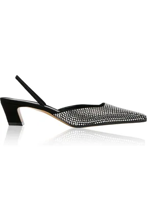 Khaite Roosevelt Crystal-Embellished Leather Slingback Pumps, , IT 36