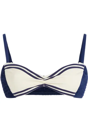 ALÉMAIS Marine Smocked Bikini Top, , XS