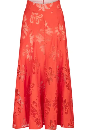Silvia Tcherassi Grettel Embroidered Cotton Midi Skirt, , M