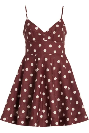 ZIMMERMANN Acacia Polka-Dot Linen Fit-and-Flare Mini Dress, , 2