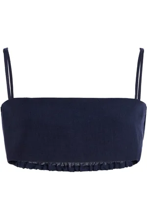 Matthew Bruch Structured Bandeau Linen Crop Top, , S