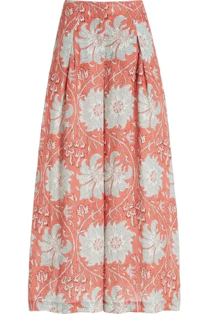 BOTEH De Flore Linen Wide-Leg Pants, , 0