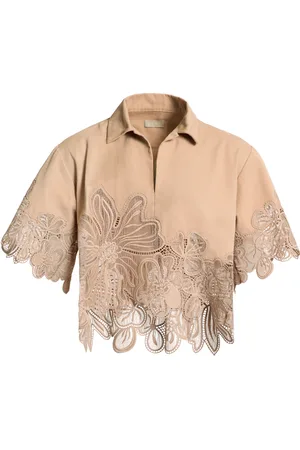 Elie saab Macrame-Trimmed Drill Shirt, , FR 38