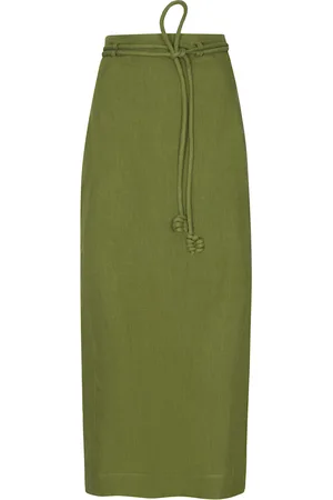 Andres Otalora Mar De Ti Belted Linen Column Skirt, , US 12