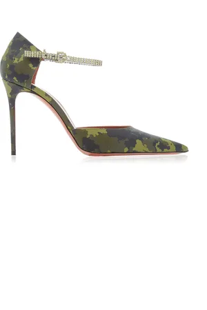 Amina Muaddi Usrina Crystal-Embellished Camouflage-Satin Pumps, , IT 41