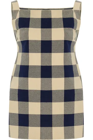 High Asher Gingham Cotton-Blend Knit Apron Top, , M