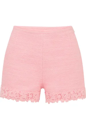 LOVESHACKFANCY Coralyn Lace-Trimmed Tweed Shorts, , US 00