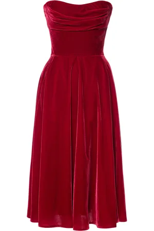 LENA HOSCHEK Chivalry Strapless Velvet Midi Dress, , XS
