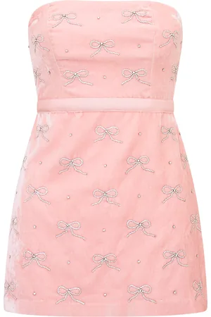 LOVESHACKFANCY Rinwell Crystal-Embellished Velvet Mini Dress, , US 0