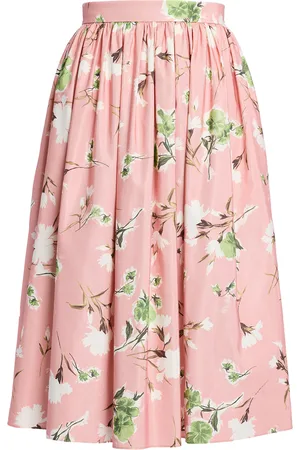 Erdem Floral Cotton-Blend Gathered Midi Skirt, , UK 8