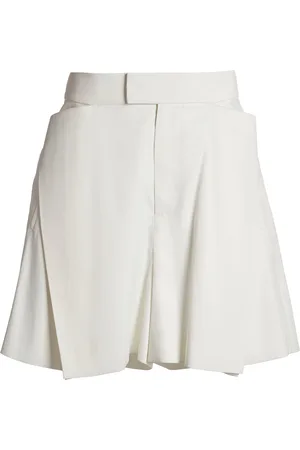 Victoria Beckham Fold-Detail Wool Suiting Shorts, , UK 14