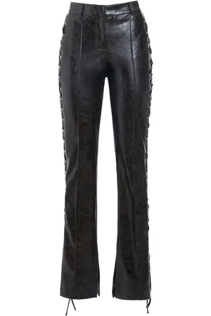 Des Phemmes Lace-Up Vegan Leather Flared Pants, , IT 40