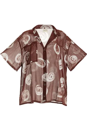 Zulu & Zephyr Sheer Textured Cotton-Blend Shirt, , US 6
