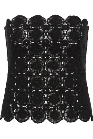 St Agni Crocheted Organic Cotton Strapless Top, , M
