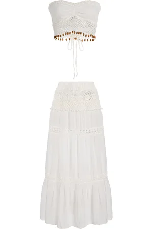 Akoia Swim Exclusive Riviera Embellished Cotton-Blend Skirt Set, , M