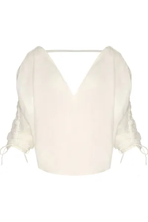 Andres Otalora Piropos Drawstring-Detailed Linen Top, , US 6