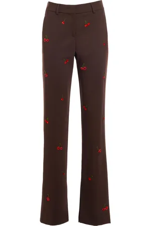 Des Phemmes Cherry Embroidered Flared Pants, , IT 42
