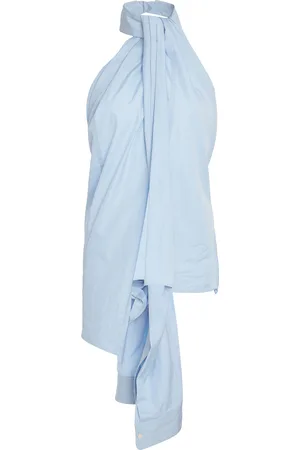 Stella McCartney Shirt-Detail Cotton-Poplin Halter Top, , IT 36