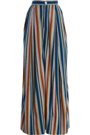 Marrakshi Life The High-Rise Pleated Striped-Cotton Trousers, , S