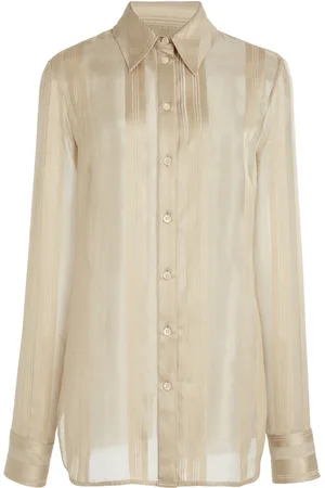 Stella McCartney Semi-Sheer Striped Silk Shirt, , IT 36