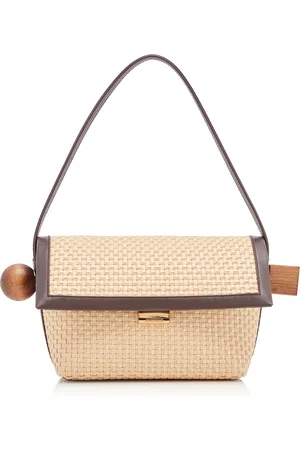 Jacquemus The Rond Carré Leather-Trimmed Woven Canvas Bag, , OS