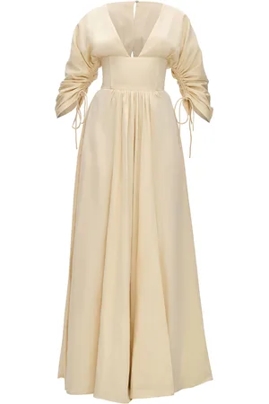 Andrea Iyamah Adelle Corset-Waist Cotton Maxi Dress, , XS