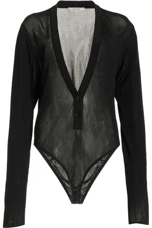 Nensi Dojaka Ribbed-Knit Cardigan Bodysuit, , M
