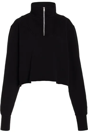 Les Tien Hayley Cropped Half Zip Cotton Sweatshirt, , S