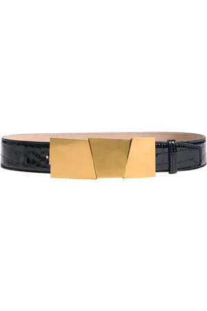 Khaite Axel Antique Wide Embossed Leather Belt, , 75 cm