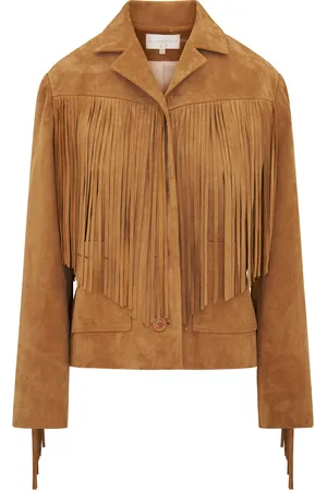 LOVESHACKFANCY Geraline Fringed Suede Jacket, , S