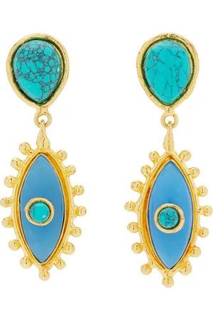 Sylvia Toledano Third Eye 22K -Plated Turquoise Chalcedony Earrings, , OS, , Gifts For Her