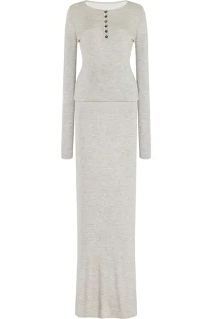 BRANDON MAXWELL The Tilda Silk-Cashmere Jersey Henley Dress, , XS
