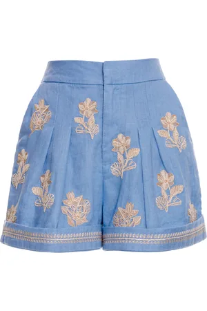 Agua by Agua Bendita Romy Embroidered Linen Shorts, , S