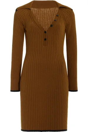 Matthew Bruch Cotton-Blend Ribbed-Knit Mini Polo Dress, , XS