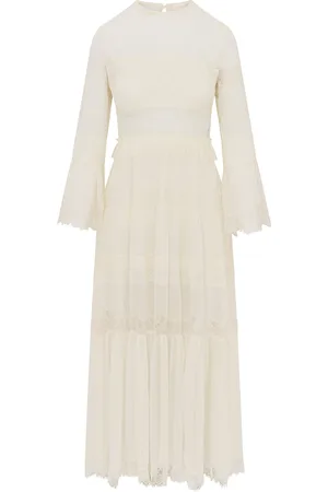 LOVESHACKFANCY Rosney Lace-Paneled Chiffon Maxi Dress, , US 0