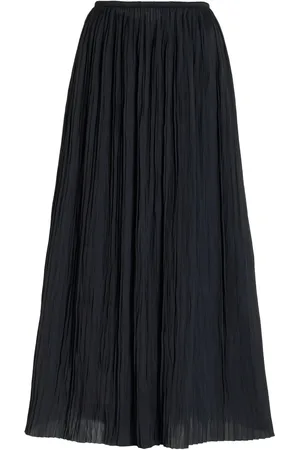 ULLA JOHNSON Ineze Plissé Satin Midi Skirt, , US 0